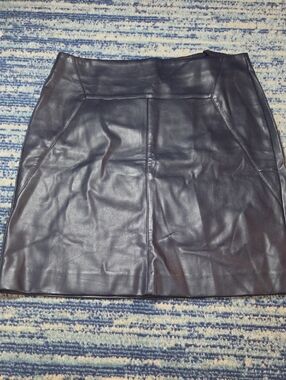Ann Taylor Factory Black Faux Leather Mini Skirt